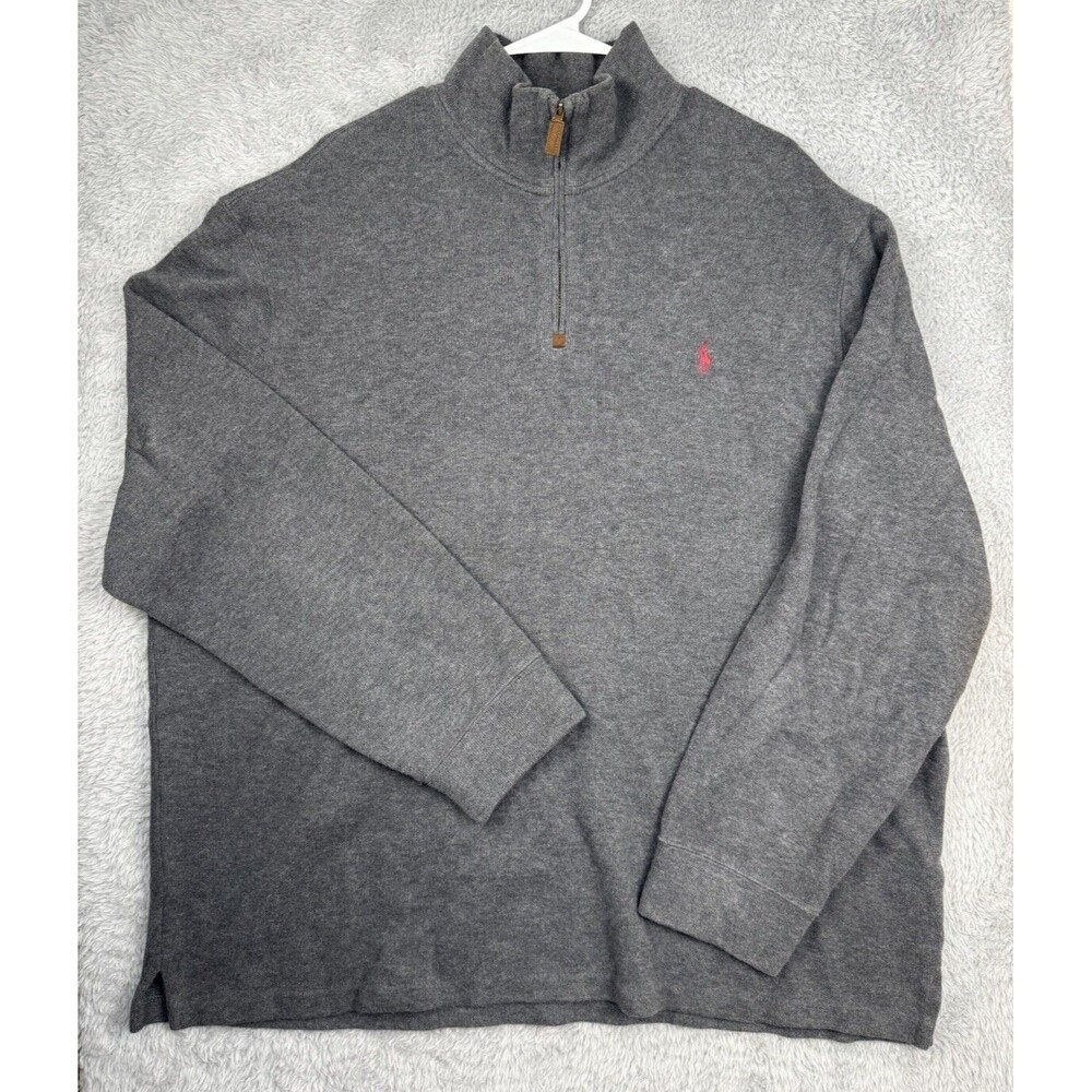 Polo Ralph Lauren Quarter Zip Sweater Gray Long Sleeve Pullover Men’s Size XXL